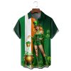 St Patricks Day Clover Lady Irish Flag Hawaiian Shirt 1