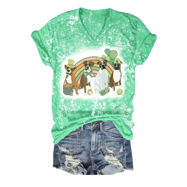 St Patricks Day Dog Party V Neck Shirt 1