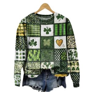 St Patricks Day Shamrock Patterned Sweatshirt