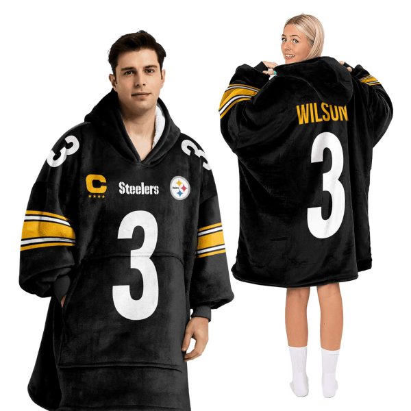 Steelers Captain Wilson 3 Football Unisex Blanket Hoodie 2