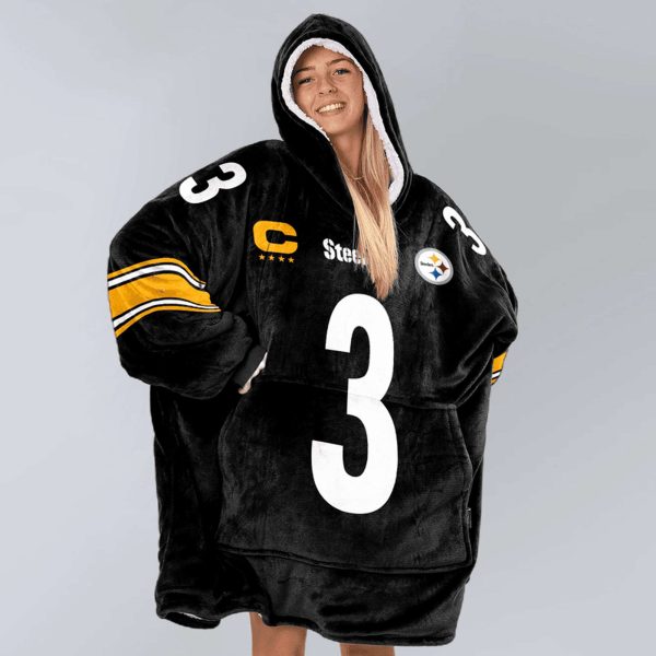 Steelers Captain Wilson 3 Football Unisex Blanket Hoodie 3