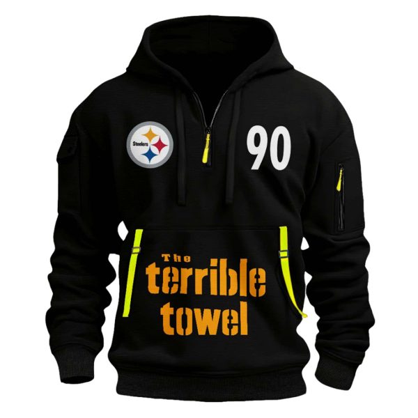 Steelers Watt 90 Football Quarter Zip Hoodie 2