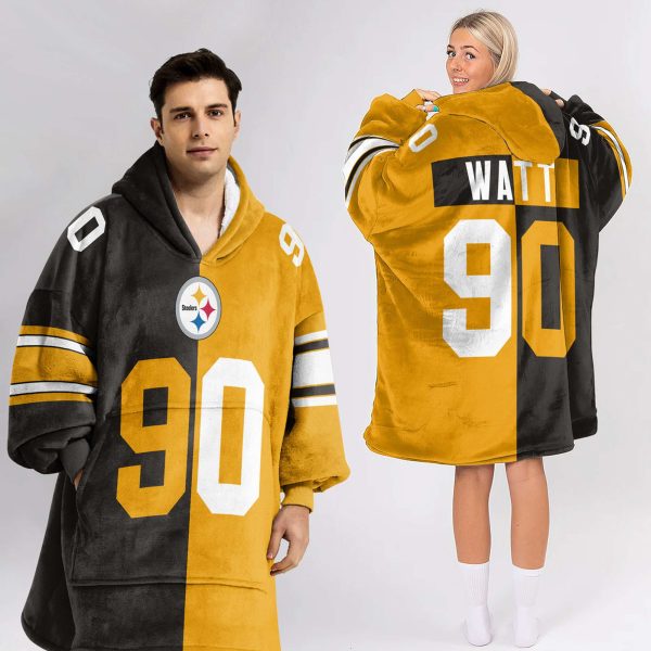 Steelers Watt 90 Unisex Blanket Hoodie 2