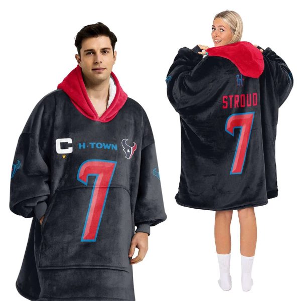 Texans Captain Stroud 7 Football Unisex Blanket Hoodie 2