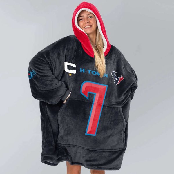 Texans Captain Stroud 7 Football Unisex Blanket Hoodie 3