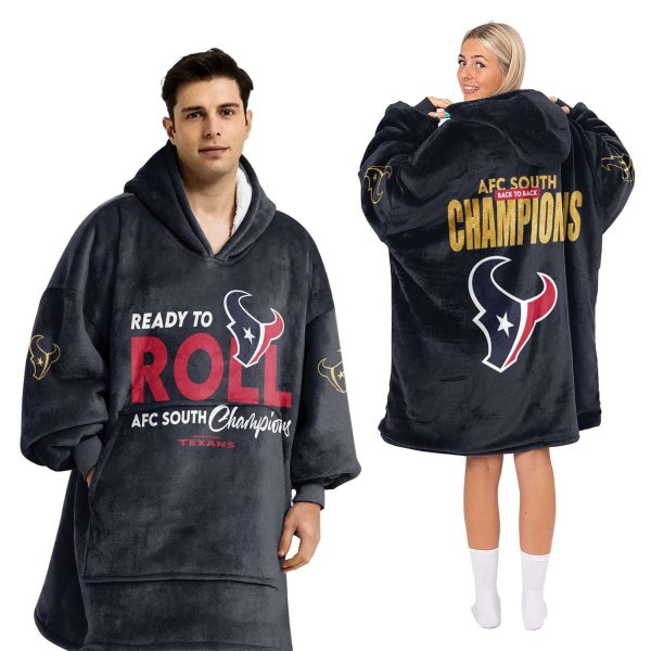 Texans Ready To Roll AFC South Champions Football Unisex Blanket Hoodie 2