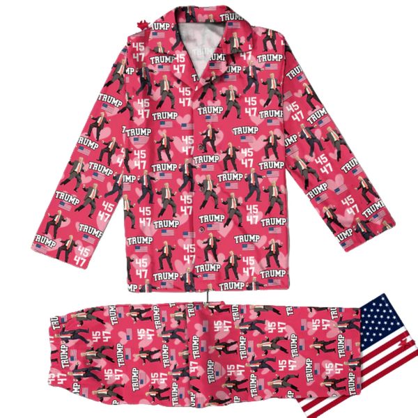 Trump 45 47 Dancing Valentines Day Pajamas Set 1