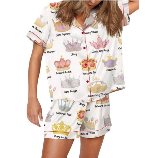 Tudor History Crowns Satin Pajama Set 2