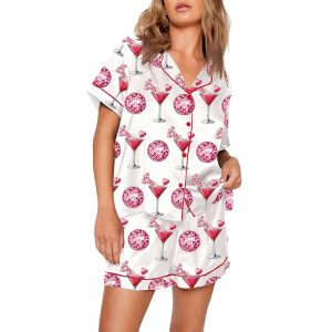 Valentines Day Cocktail Glass Pajama Set 1