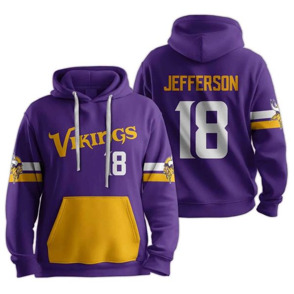 Vikings 18 Jeffersun Football Unisex Hoodie 1