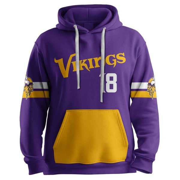 Vikings 18 Jeffersun Football Unisex Hoodie 2