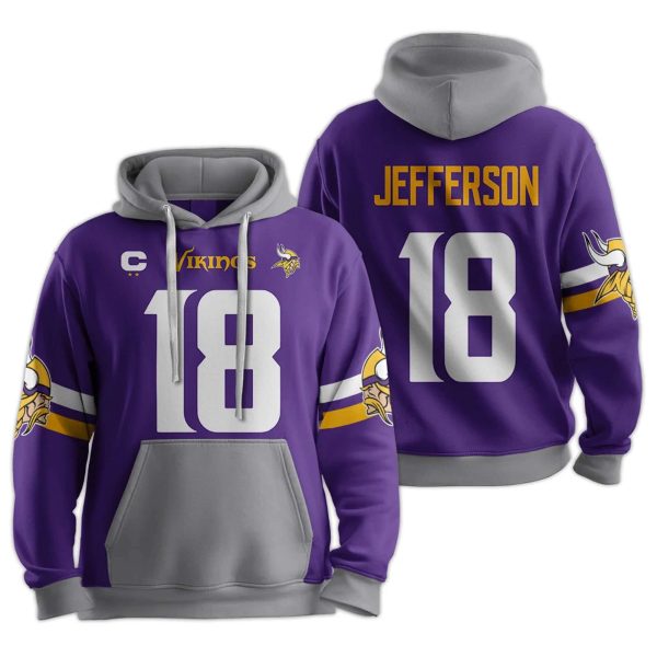 Vikings Captain 18 Jeffersun Football Unisex Hoodie 1