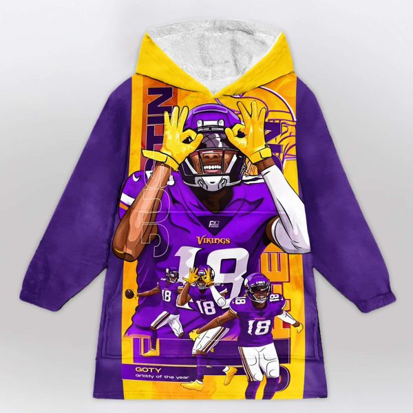 Vikings Jeffersun Football Unisex Blanket Hoodie 1