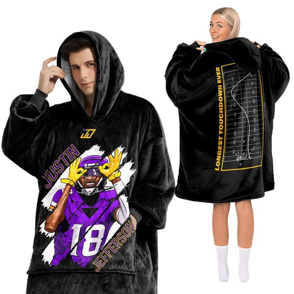 Vikings Justin Jeffersun Football Unisex Blanket Hoodie 2