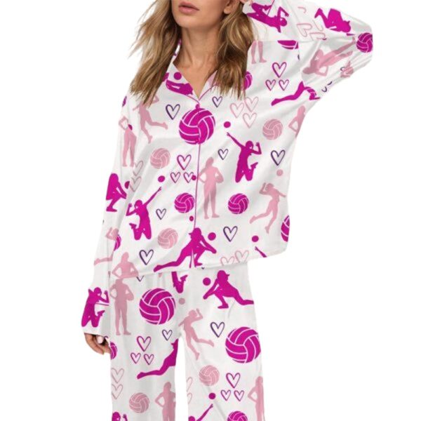 Volleyball Satin Pajama Set For Women