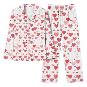 Women Heart Valentines Day Pajamas Set 2