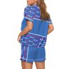 Womens Bills Football Cat Art Print Pajama Set 2