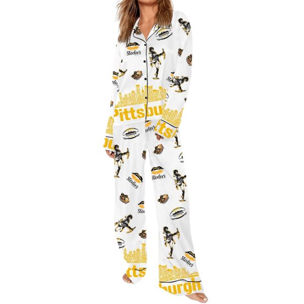 Womens Steelers Football Era Tour Art Print Pajama Set