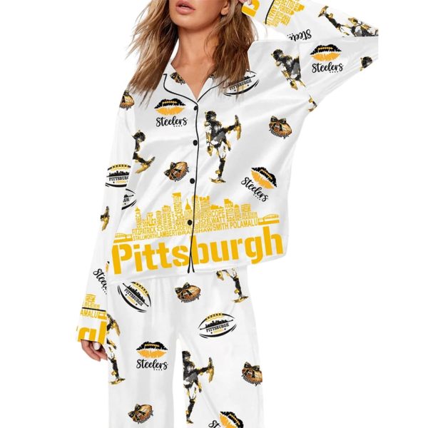 Womens Steelers Football Era Tour Art Print Pajama Set