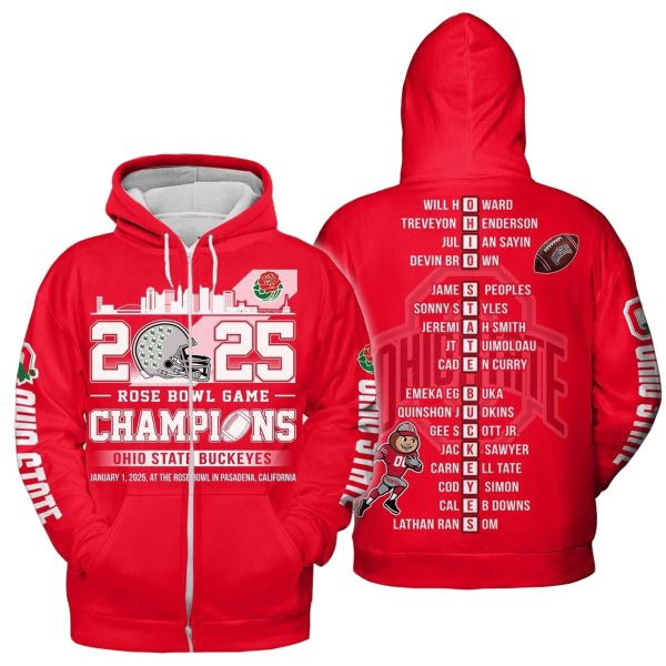 Buckeyes 2025 Rose Bowl Game Champions Hoodie