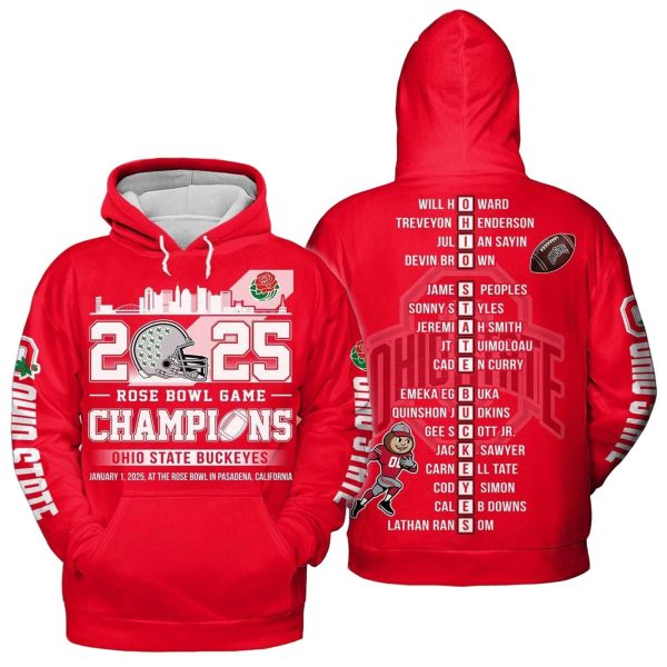 Buckeyes 2025 Rose Bowl Game Champions Hoodie