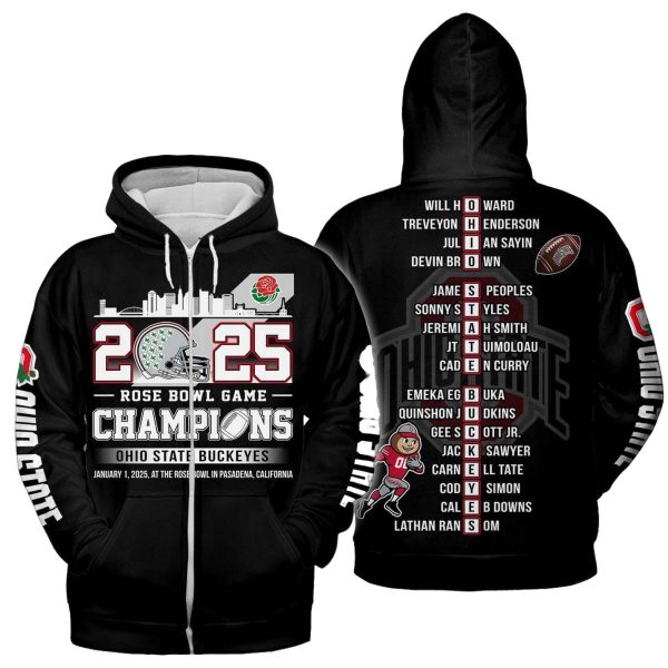 Buckeyes Rose Bowl Game Champions 2025 Hoodie