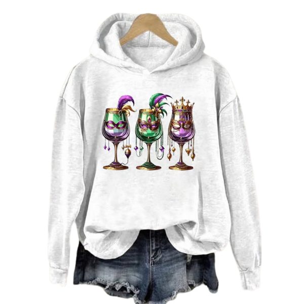 Mardi Gras Mask Wine Glass Hoodie