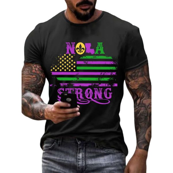 Mardi Gras Nola Strong Print Shirt