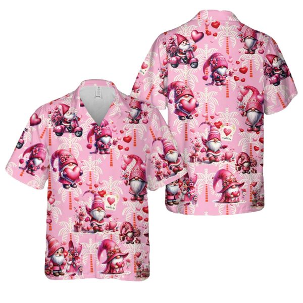 Pink Valentines Day Gnomes Hawaiian Shirt