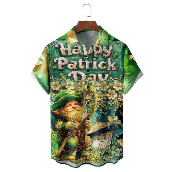 St Patricks Day Four Leaf Gnome Hawaiian Shirt 1