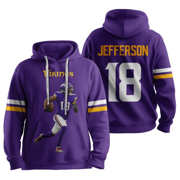 Vikings 18 Jefferson Football Unisex Hoodie 1