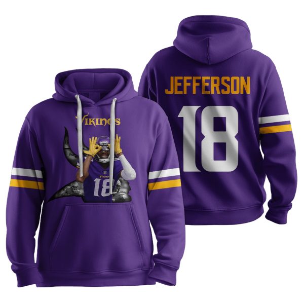 Vikings Jefferson 18 Football Unisex Hoodie 1