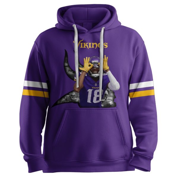 Vikings Jefferson 18 Football Unisex Hoodie 2