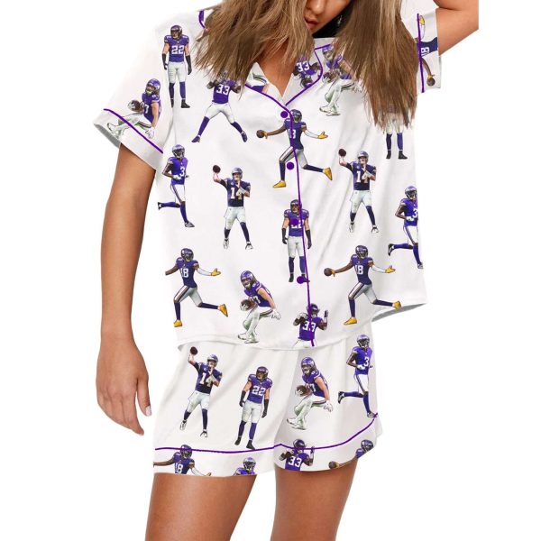 Womens Vikings Football Player Pajama Set